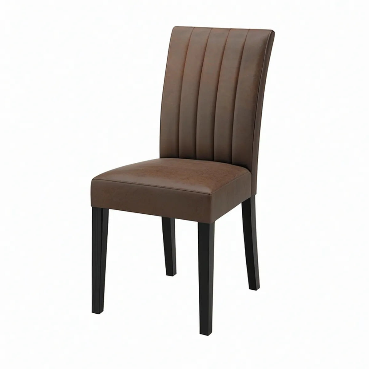 Cadeira de Jantar em Pele Sintética PU Castanha com Pernas de Aço Preto 46 x 56 x 101 cm