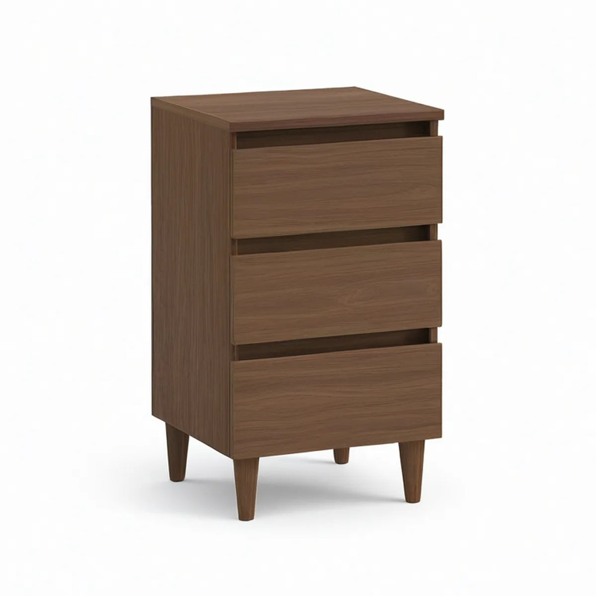 Mesa de Cabeceira Retangular com 3 Gavetas em MDF Efeito Nogueira, 45 x 35 x 65 cm