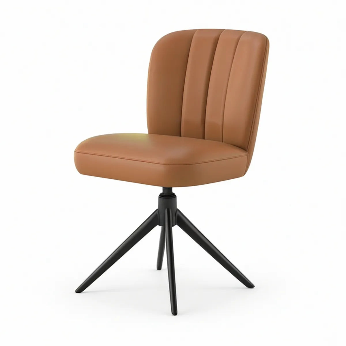 Cadeira de Jantar Giratória em Couro Sintético PU Castanho com Base em Aço Preto, 48 x 58 x 83 cm