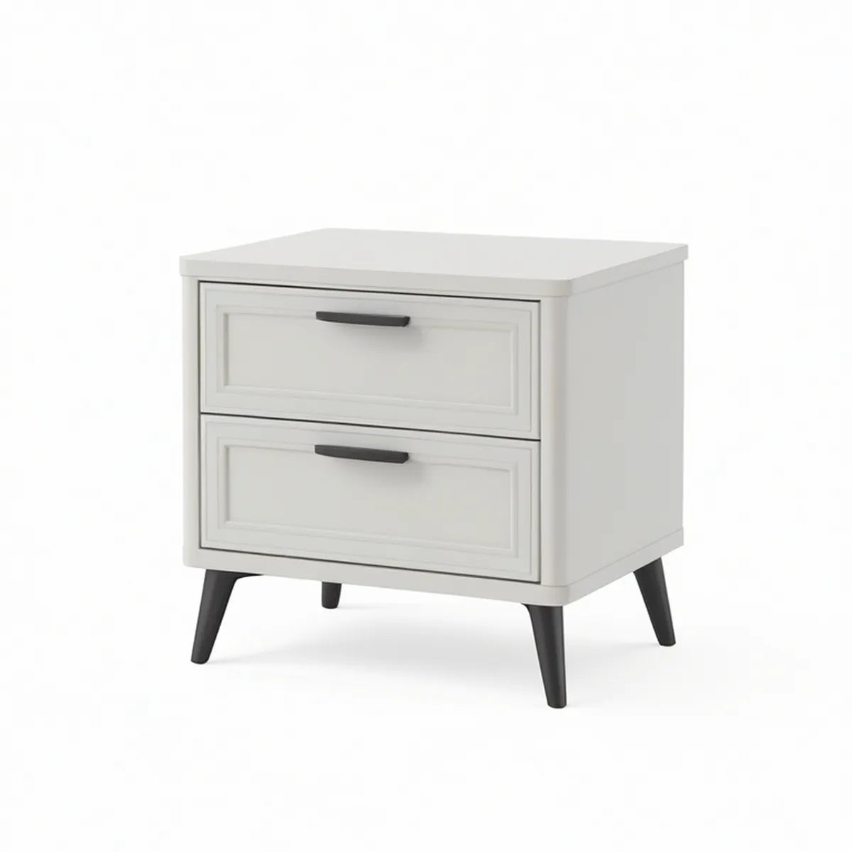 Mesa de Cabeceira com 2 Gavetas em MDF Branco e Preto, 50 x 40 x 55 cm