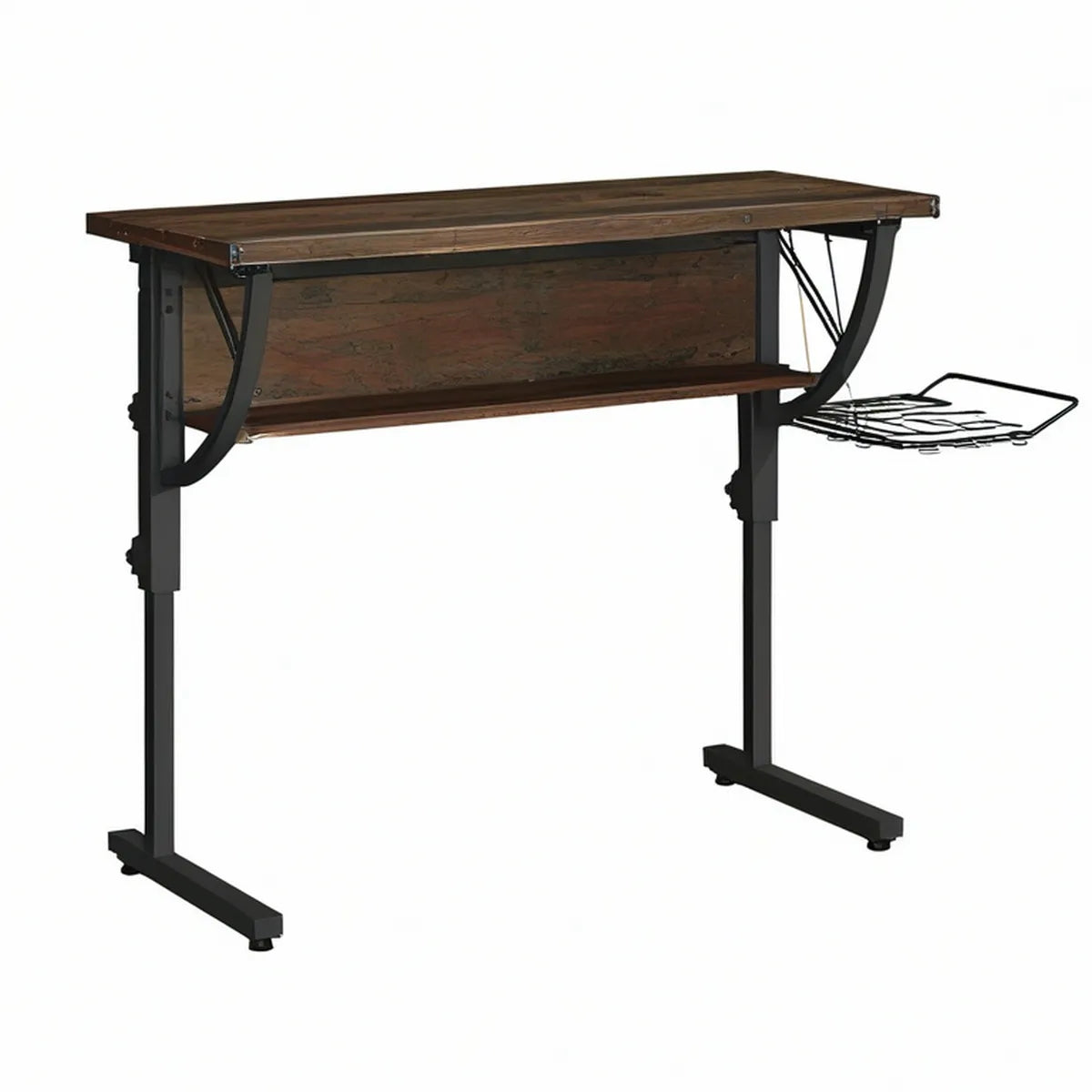Secretária Regulável em Altura 120 x 60 x 72-110 cm Castanho Escuro e Preto