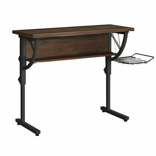 Secretária Regulável em Altura 120 x 60 x 72-110 cm Castanho Escuro e Preto