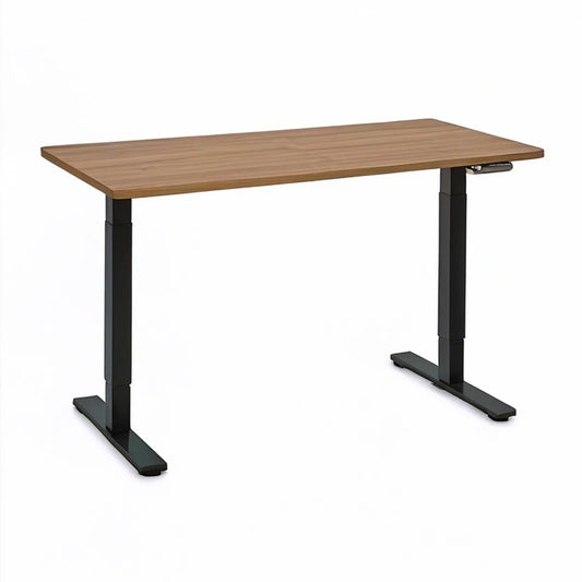 Secretária Retangular de Altura Regulável Manual 120 x 60 cm Castanho e Preto