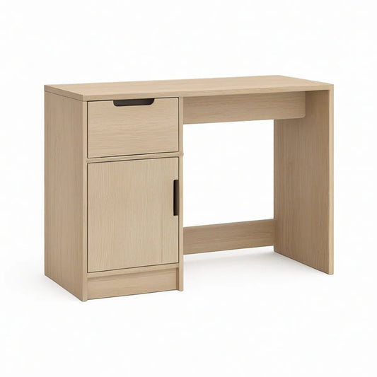 Secretária em MDF Laminado Carvalho Claro com Gaveta e Armário, 100 x 50 x 75 cm