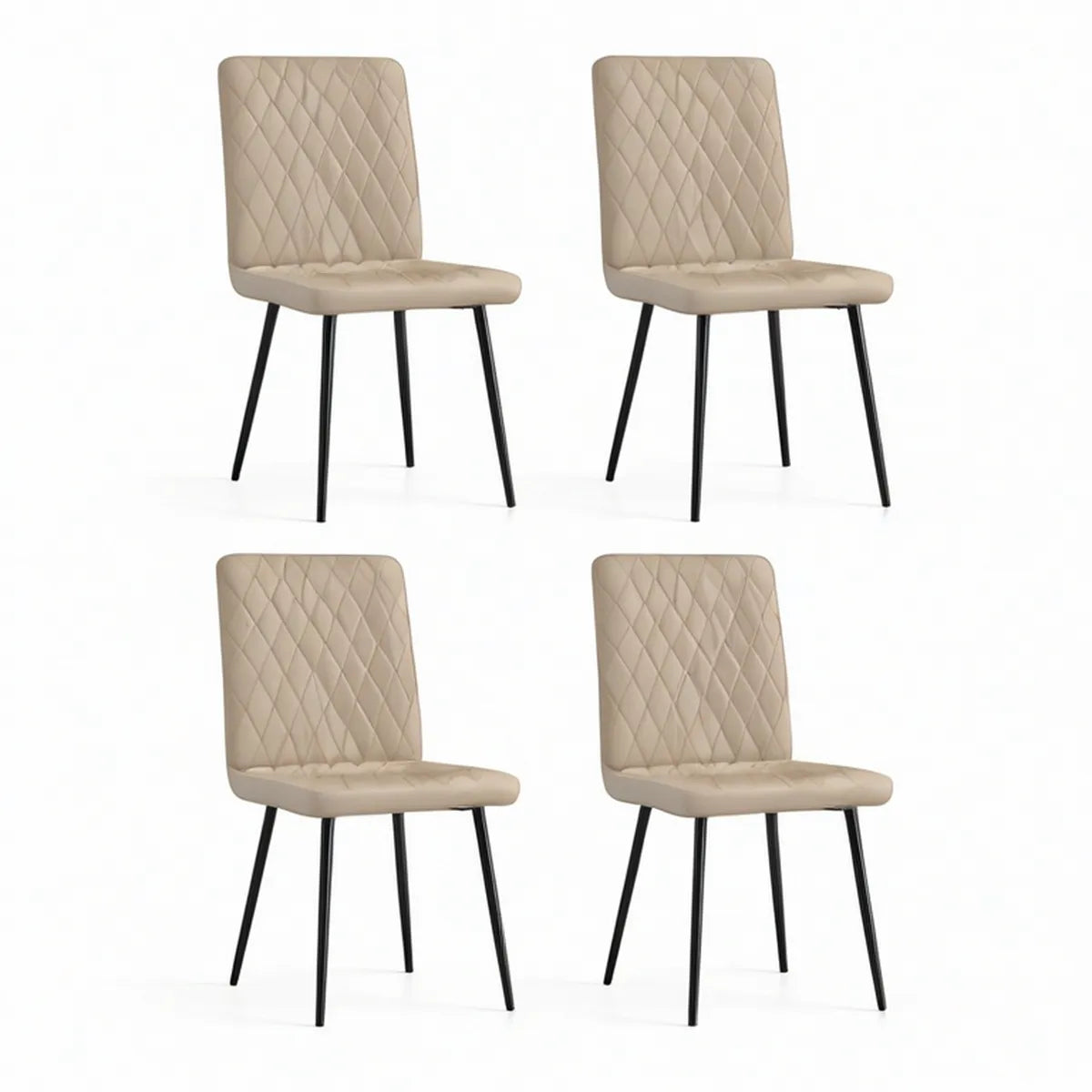 Conjunto de 4 Cadeiras de Jantar Estofadas em Pele Sintética Bege e Preto, 43 x 52 x 88 cm