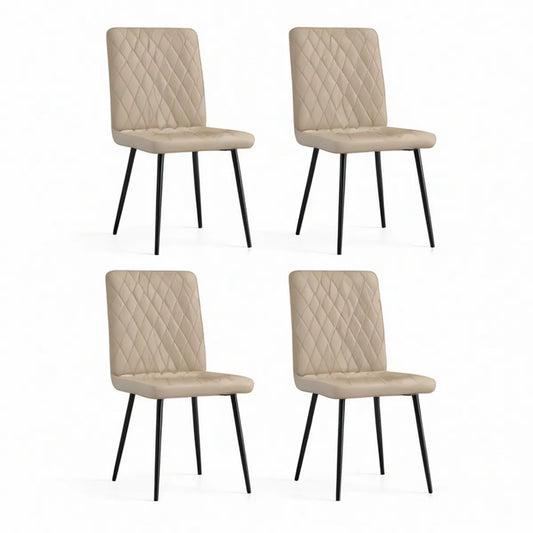 Conjunto de 4 Cadeiras de Jantar Estofadas em Pele Sintética Bege e Preto, 43 x 52 x 88 cm