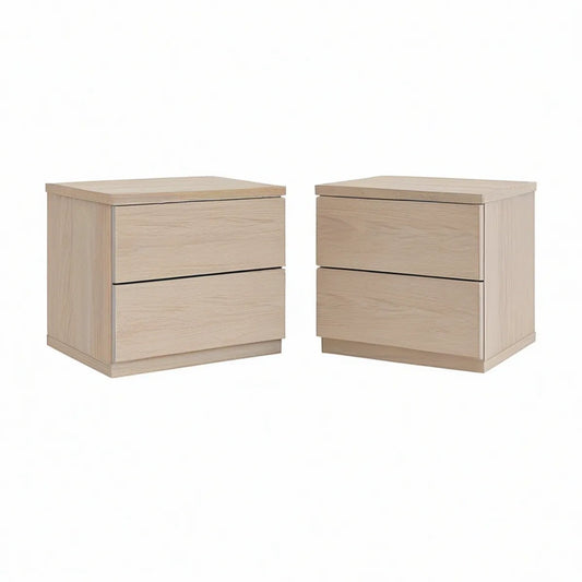 Conjunto de 2 Mesas de Cabeceira em MDF com Melamina Carvalho Claro, 45 x 35 x 45 cm