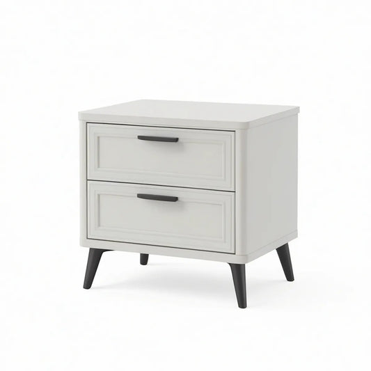 Mesa de Cabeceira com 2 Gavetas em MDF Branco e Preto, 50 x 40 x 55 cm